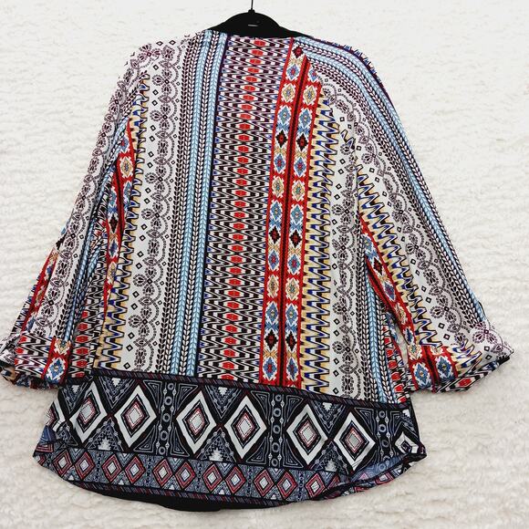 Blouse Tunic Aztec Boho Global Nomad Tribal Revival Festival Tab Sleeve Size 3X - Picture 2 of 12